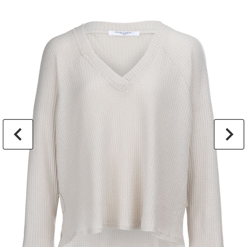 Project Social T Cream V-Neck Sweater